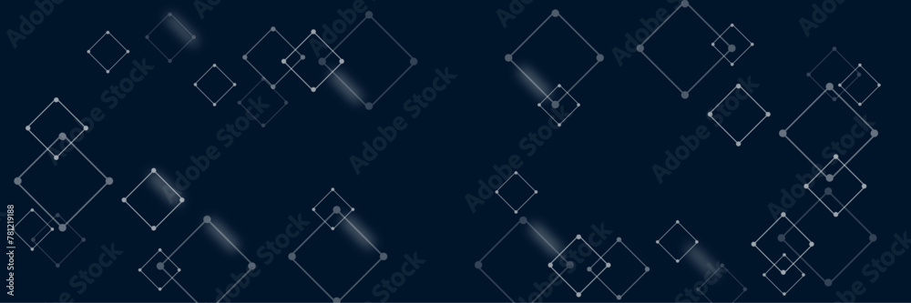 Vectors Digital technology and science background, Abstract futuristic square blue shape pattern connection in gradient blue technology background. Vectors Digital technology and science background, Abstract futuristic square blue shape pattern connection in gradient blue technology background.