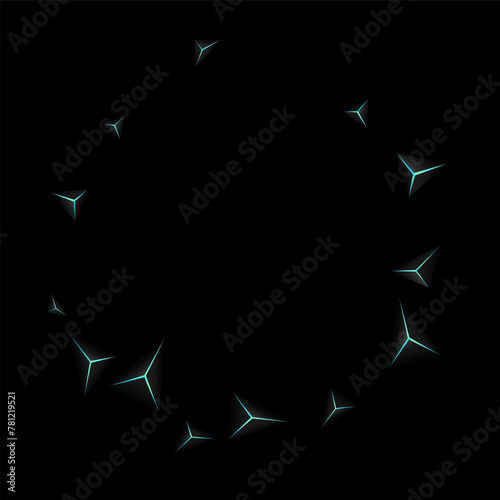 Obsidian Prism Background Black Vector. Jet Black Facet Digital. Triangle Vertex Card. Blue Neon Decorative Texture.