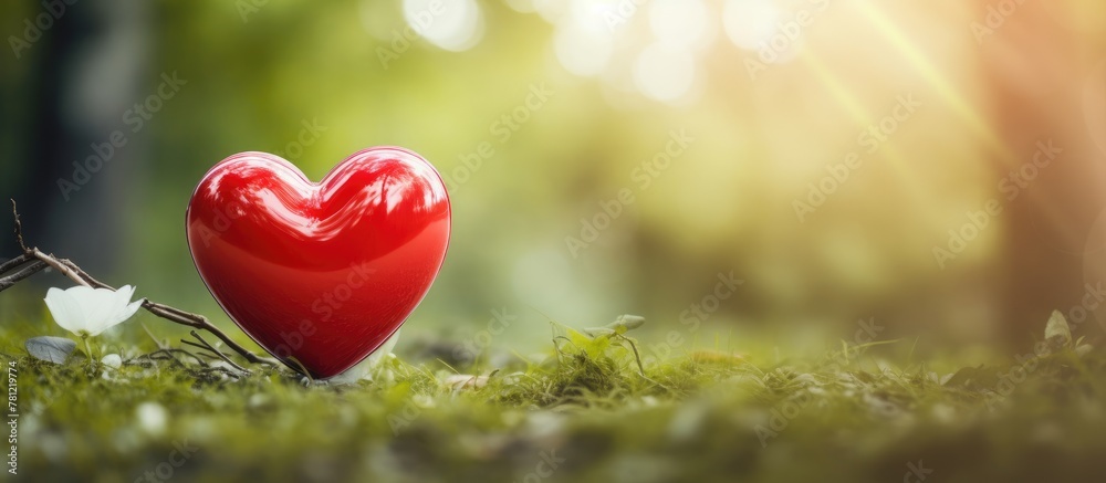 Red Heart on Lush Green Field