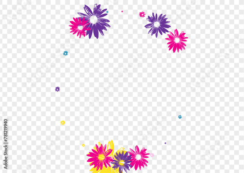 Pink Plant Background Transparent Vector. Chamomile Sweetie Textile. Multi-colored Daisy Beautiful. Beauty Design. Handsome Green Flowers. © Vlada Balabushka