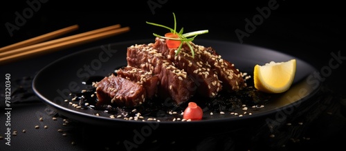 Plate of savory grilled ste...