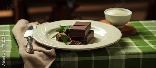 Plate with chocolate and gl...