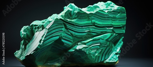 Green rock on black background