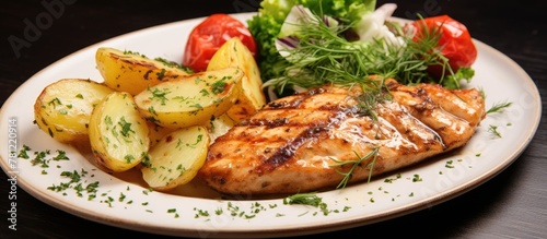 Plate of hearty meal featur...