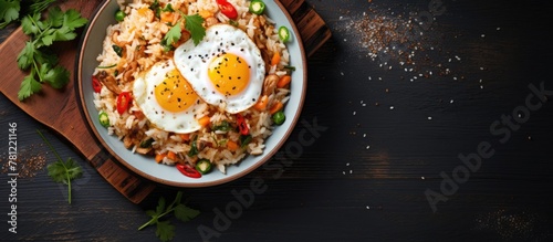 Plate of rice and eggs