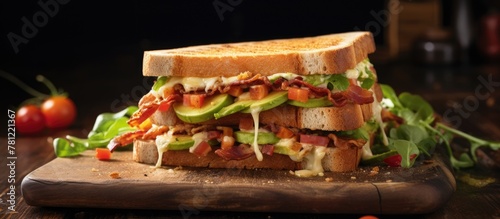 Delicious sandwich with bac...