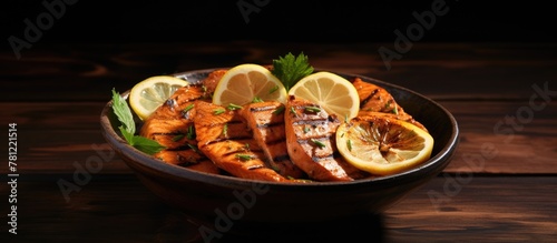 Grilled shrimp bowl with le...