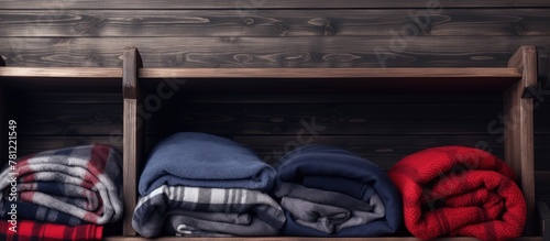 Wooden shelf filled with wi...