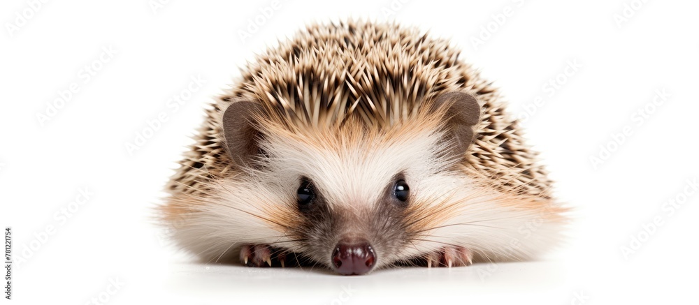 Obraz premium Hedgehog staring at camera on white backdrop