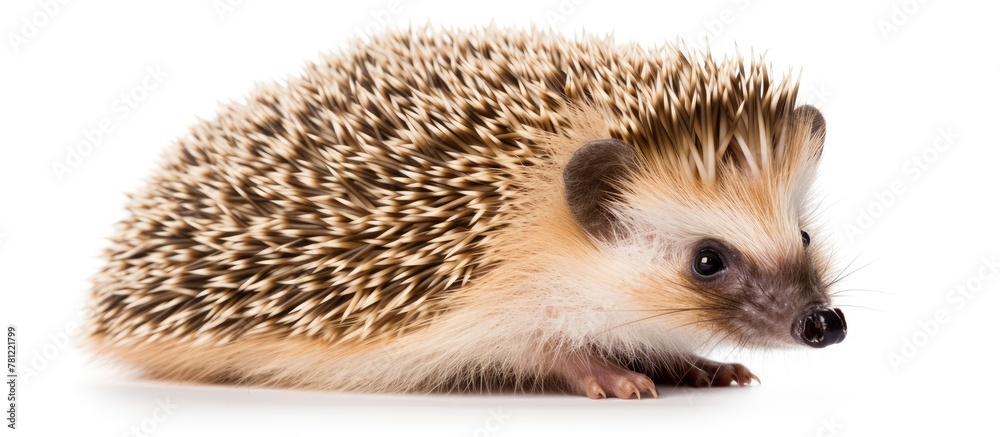 Obraz premium Hedgehog sitting on a white surface