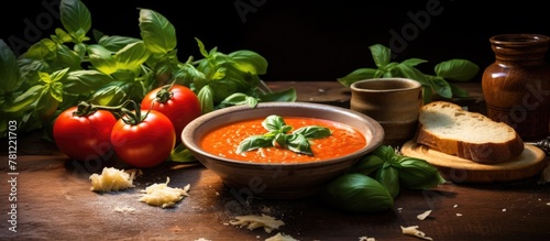 Tomato Soup with Bread and Tomatoes