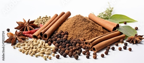 Pile of various spices on a...