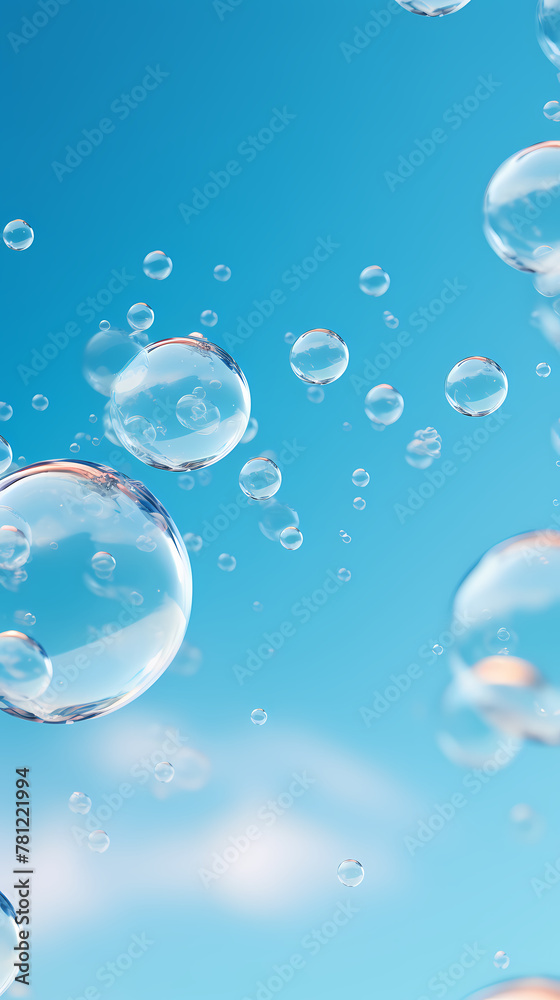Bubbles 3D rendering, advertising background Bubbles 3D rendering, advertising background