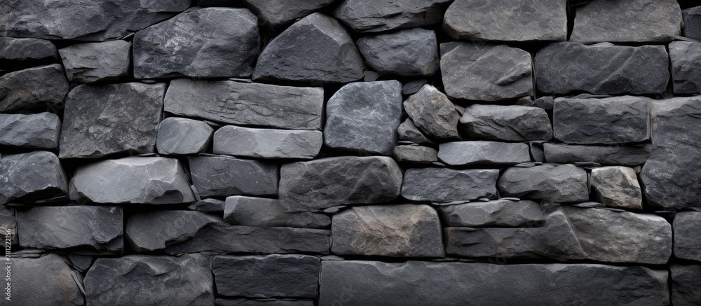 Stone wall close-up on dark backdrop