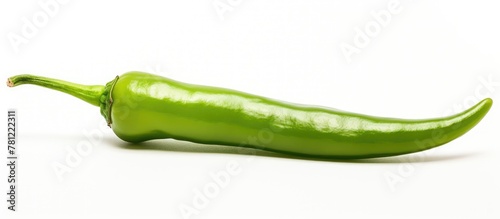 Green pepper on white backdrop