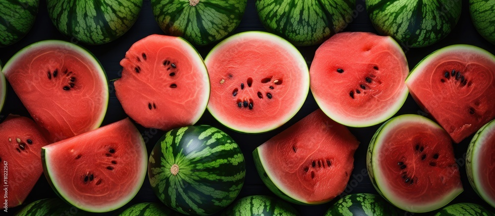 Watermelon slices on table Watermelon slices on table