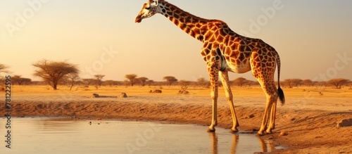 Giraffe by Watering Hole