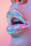 Lippen im Holografischen Stil 