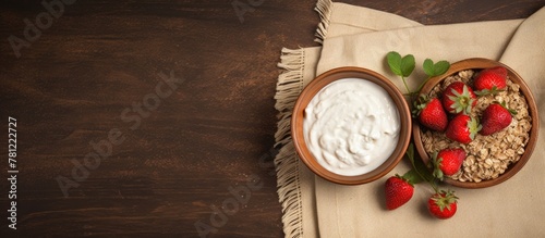 Yogurt and strawberries on ...