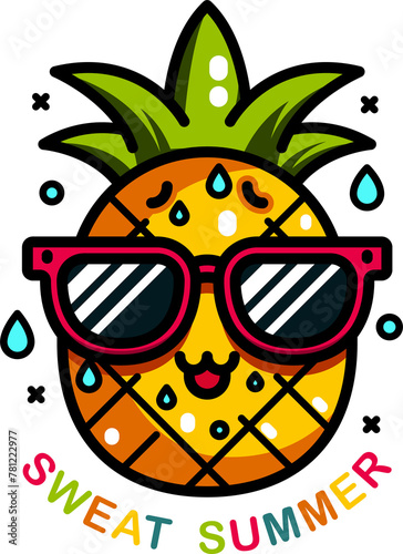 Vector illustration of a cute pineapple wearing glasses, perfectly isolated on a white background. Ideal for cheerful designs and creative projects.