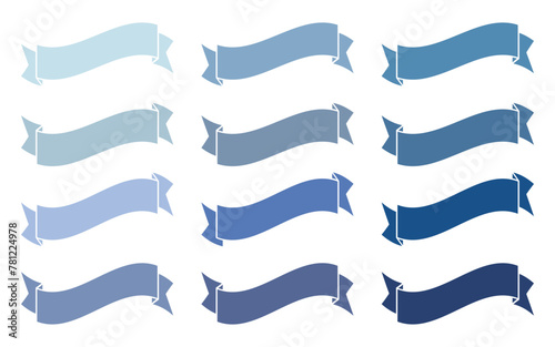Set of modern simple banner ribbons. Decorative flag, tape for text, price tag, sale label, printable, planner, scrapbook, stickers, weekly days label.