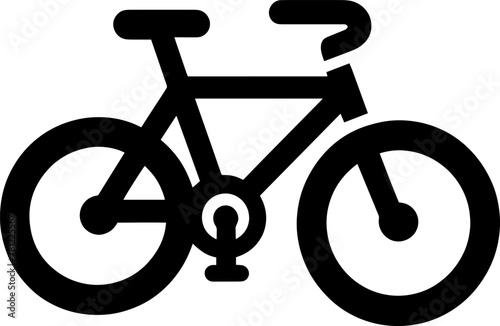 Bicycle Icon: Vector Flat Design Illustration of Cycling Symbol with Racing Bicycle and Mountain Bike Silhouette Logo Design. Simple Line on Minimal Background