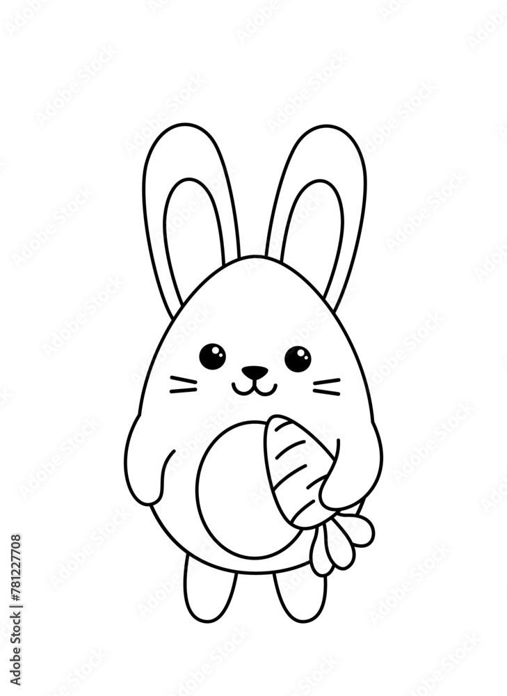 Coloring page with hare. Black and white hare and rabbit. Vector. Coloring page with hare. Black and white hare and rabbit. Vector.
