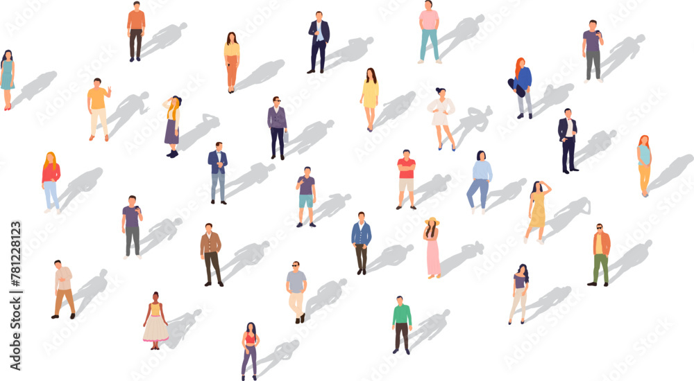 people in flat style set silhouette on white background vector