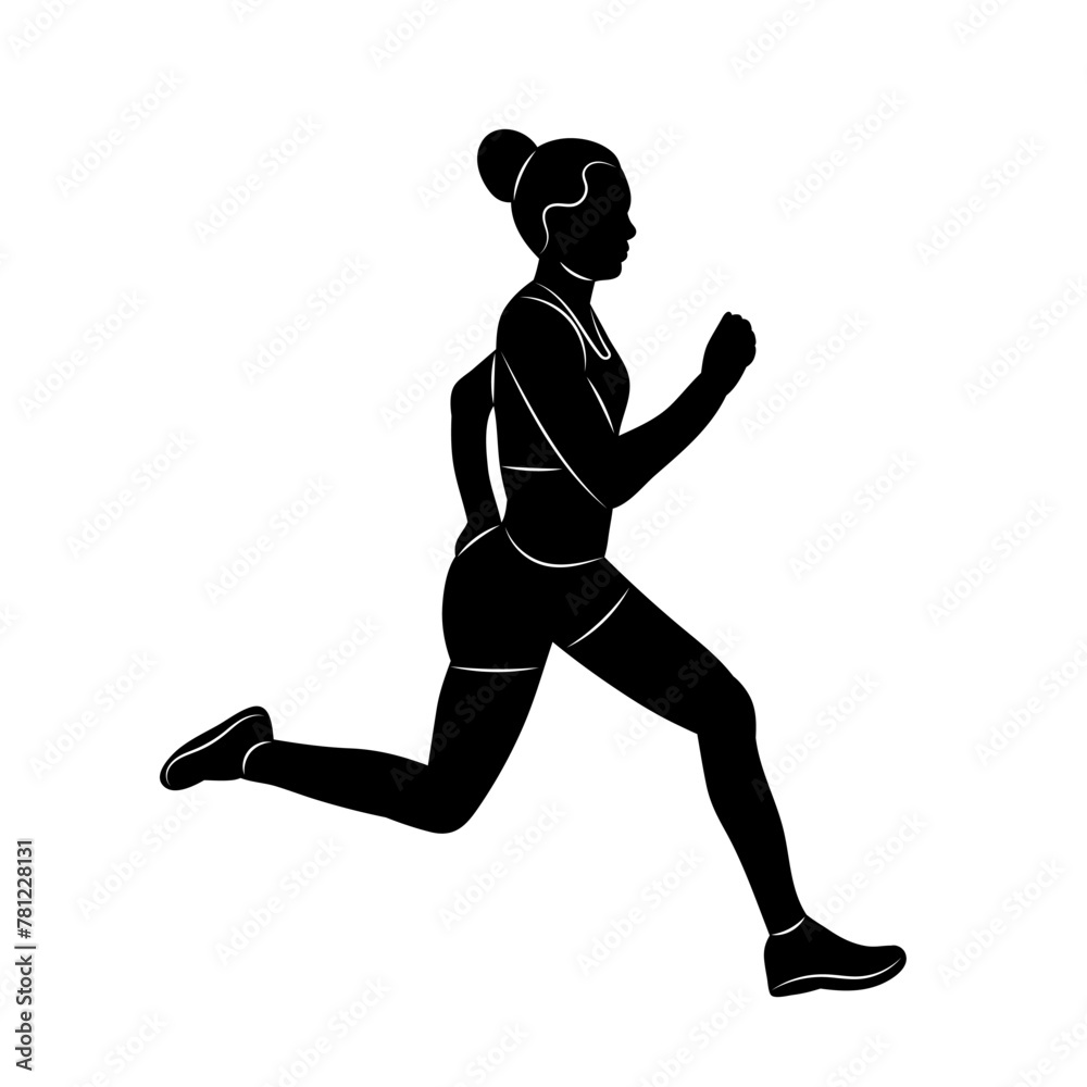 Fotografie woman running silhouette on white background vector