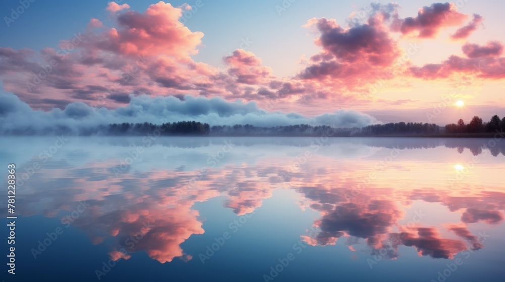 Ethereal foggy cloud with purple and yellow tones mirroring chrome like reflections in the sky