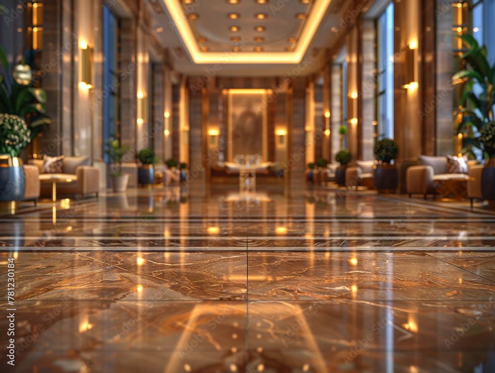 Luxurious Hotel Lobby Hosting Elite Business Conferences
