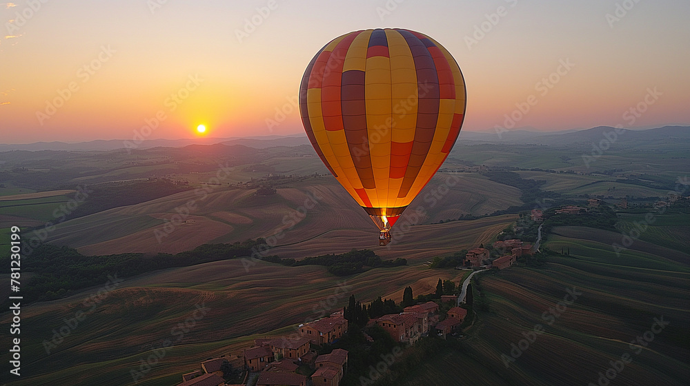 Obraz premium Hot air balloon in flight over Italy.
