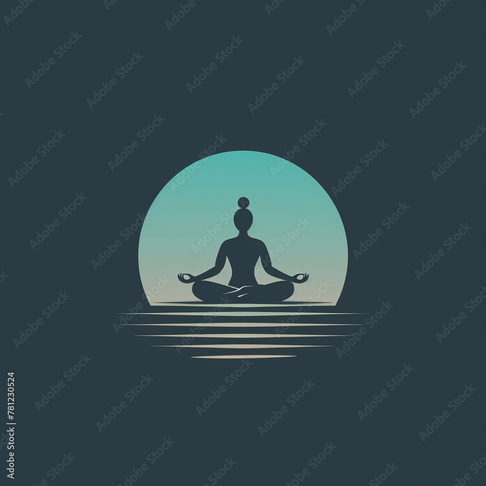Young adult woman practising yoga illustration. AI.