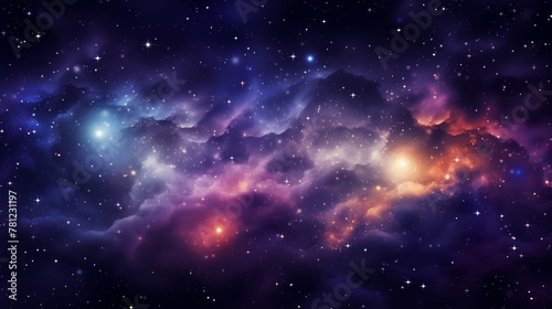 Vibrant galactic nebula in space astronomy universe with starry night sky and supernova background