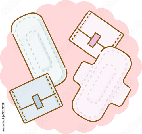 女性の健康：生理用品ナプキンのイメージイラスト