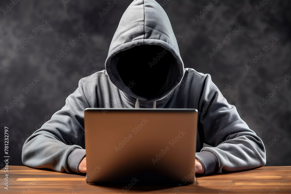 Anonymous hacker typing computer laptop. Cybercrime, cyberattack, dark web concept. Anonymous hacker typing computer laptop. Cybercrime, cyberattack, dark web concept.