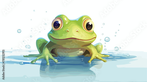 Illustration of a frog and a water on a white backg