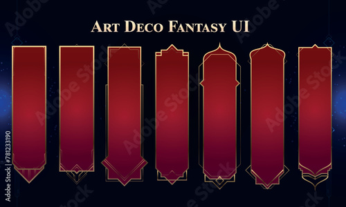 Set of Art Deco Modern Banners for user interface. Fantasy magic HUD. Red template for rpg game interface. Vector Illustration EPS10 (ID: 781233190)