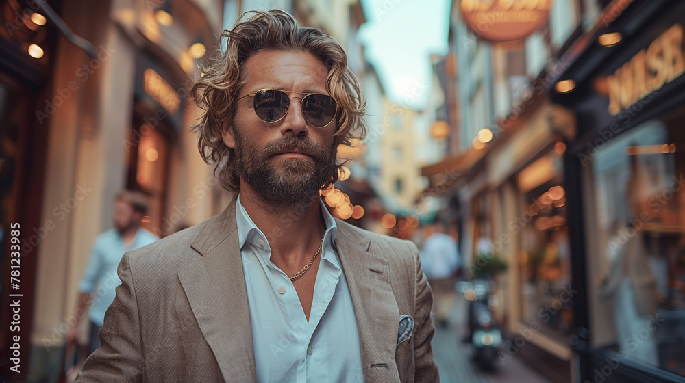 portrait of a man with sunglasses in the city portrait of a man with sunglasses in the city