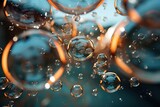 bubbles in air on orange and blue background
