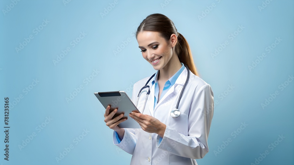Dedicated Female Family Doctor Using Digital Tablet Dedicated Female Family Doctor Using Digital Tablet