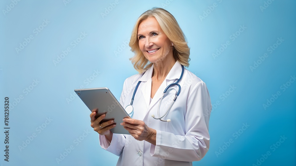 Smiling Mature Female Doctor with Digital Tablet Smiling Mature Female Doctor with Digital Tablet