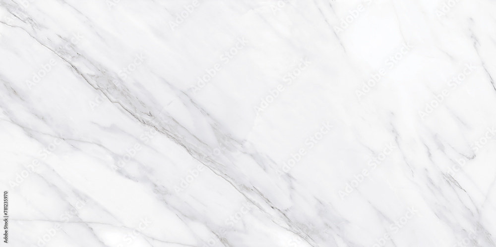 White statuario marble with grey veins, used for interior kitchen or bathroom tile design, ceramic digitally printed tile, natural pattern texture background, polished finish