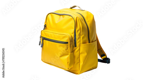 Yellow school bag isolated on transparent background