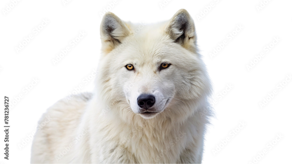White wolf isolated on transparent background