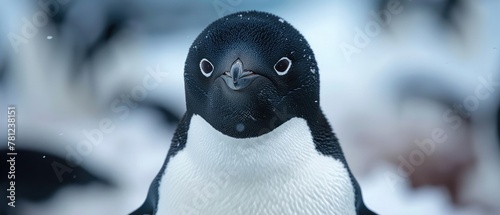 Close up of an Adelie penguin on the Antarctic peninsula