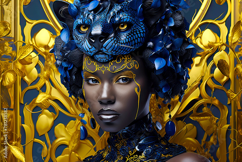 Black Panther Queen. Generative AI, non-existent person.	