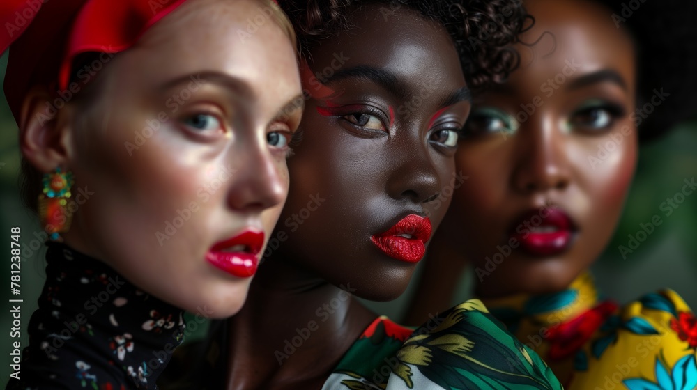 Obraz premium Portrait of diverse fashion woman identity. Fashion Diverse people, culture and lifestyle