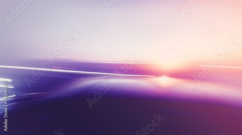 pink and purple hues envelop a speeding car in a tranquil evening drive © pier