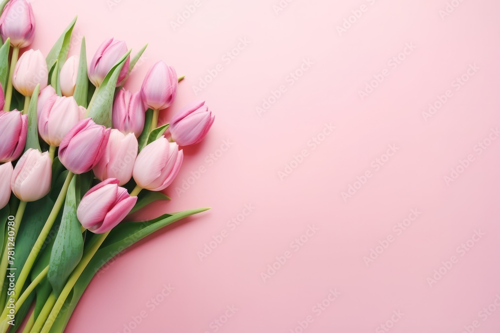Pink tulip on copy space pink background. Pink tulip on copy space pink background.